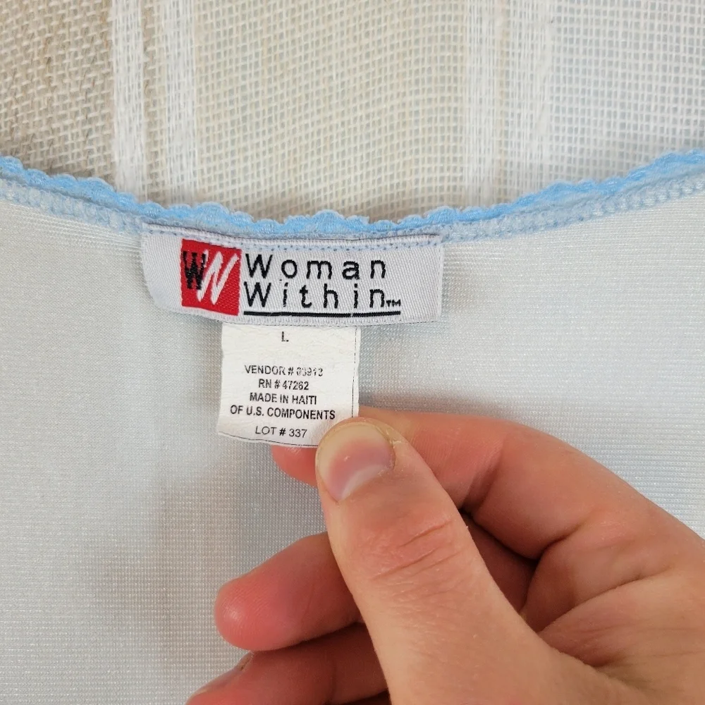Vintage Woman Within Nightdress Pajamas Nightgown Size Large Blue‎